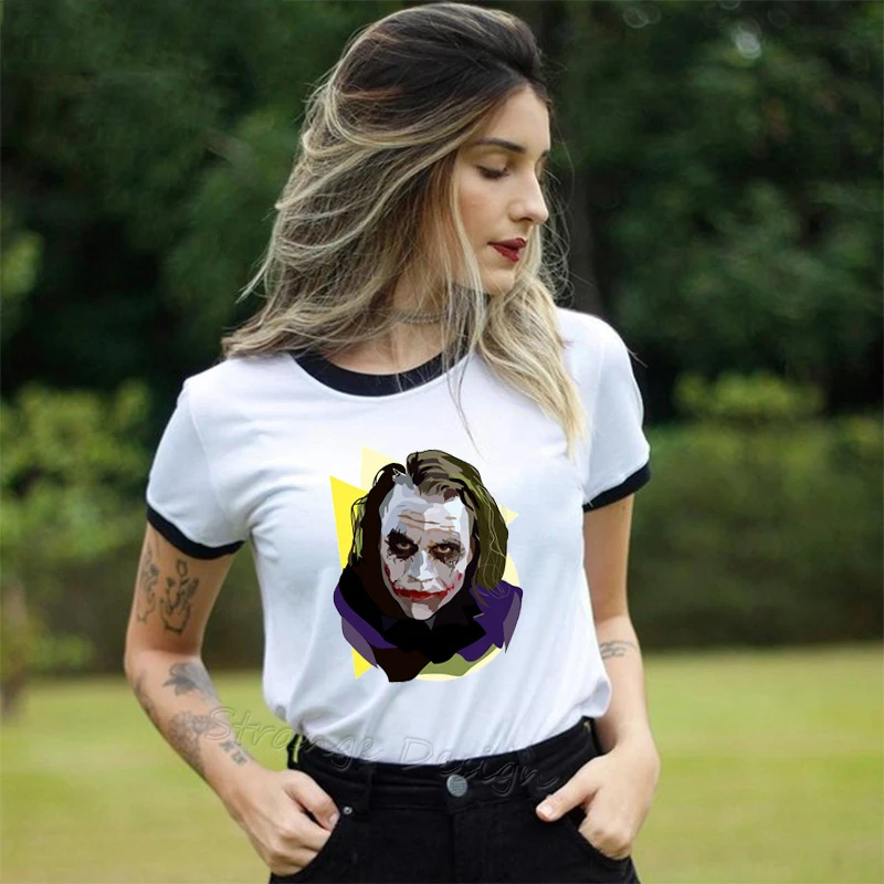 

Why So Serious Heath Ledger Joker t shirt Women The Dark Knight Female T-shirt Halloween Tee Shirt Homme Vintage Streetwear Tops
