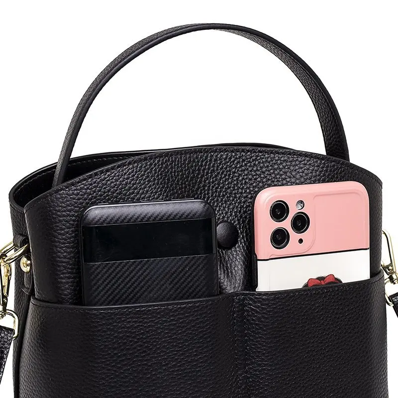 

Natural Genuine Leather handbags head layer cowhide litchi grain women bags fashion Portable shoulder messenger bags Brand bags