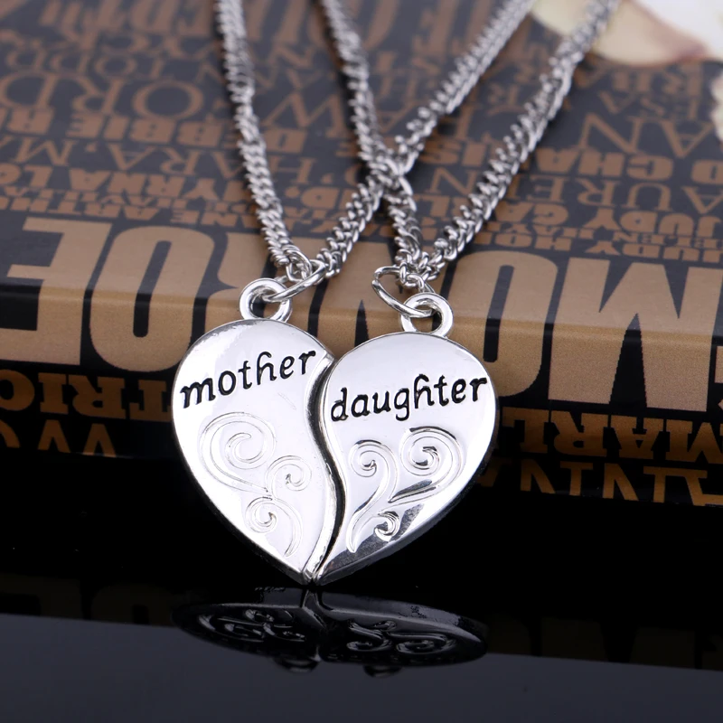 1 пара кулон в виде сердца две части Серебряное модное Очаровательное ожерелье с