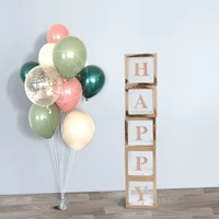 rose gold transparent box with a z letters and name avocado green metal balloon retro balloon wedding birthday party decoration