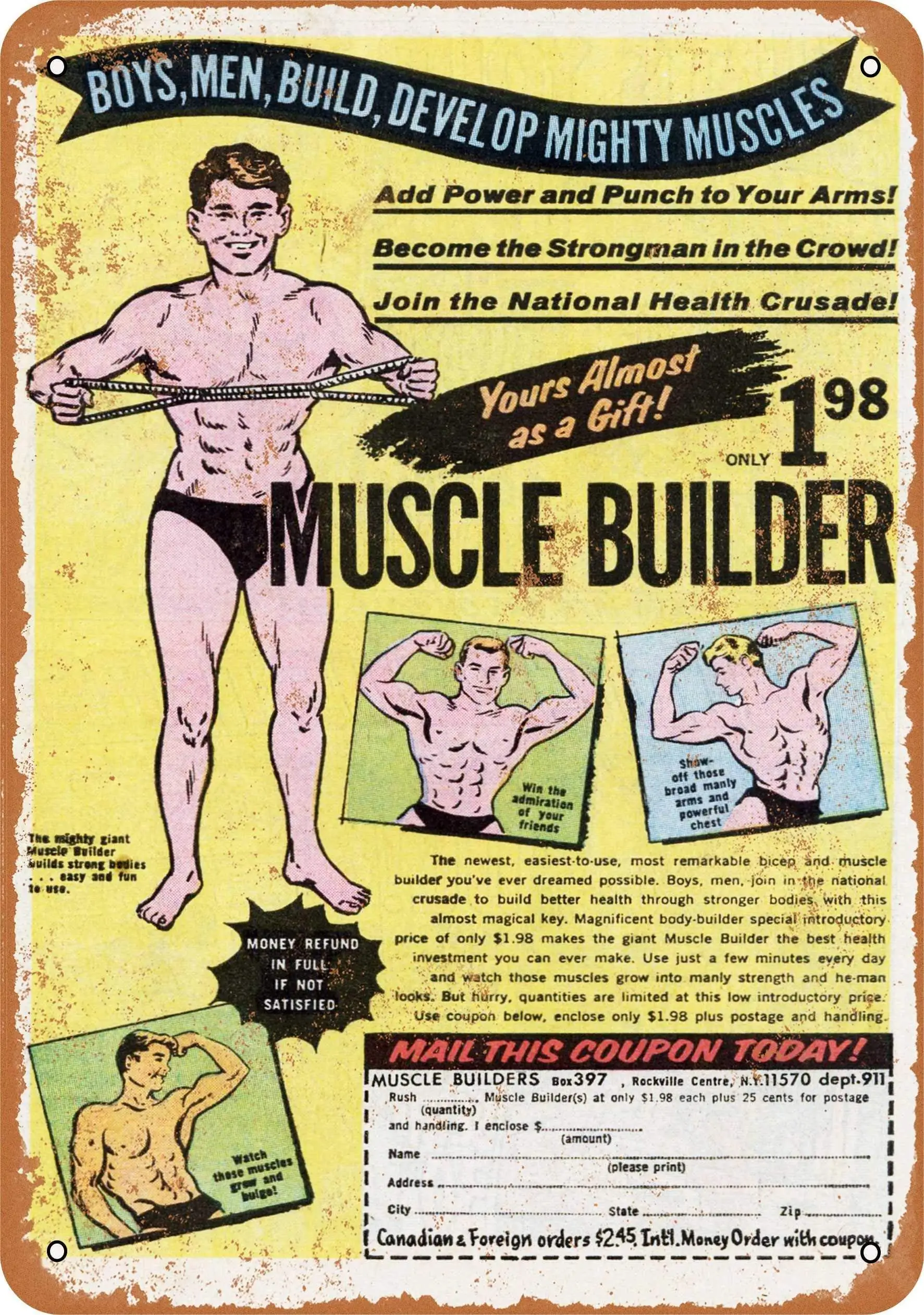 

SLALL 1969 Muscle Builder Retro Street Sign Household Metal Tin Sign Bar Cafe Car Motorcycle Garage Decoration