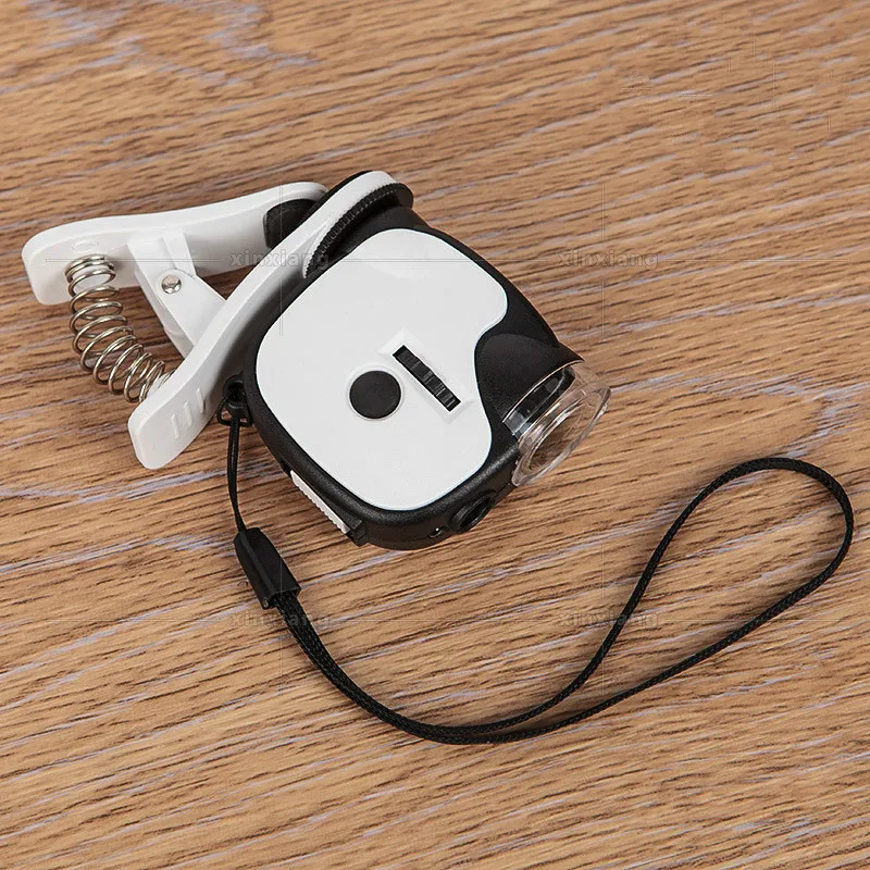 Новый 55 раз мини микроскоп Светодиодная лампа УФ проверка валюты Высокая