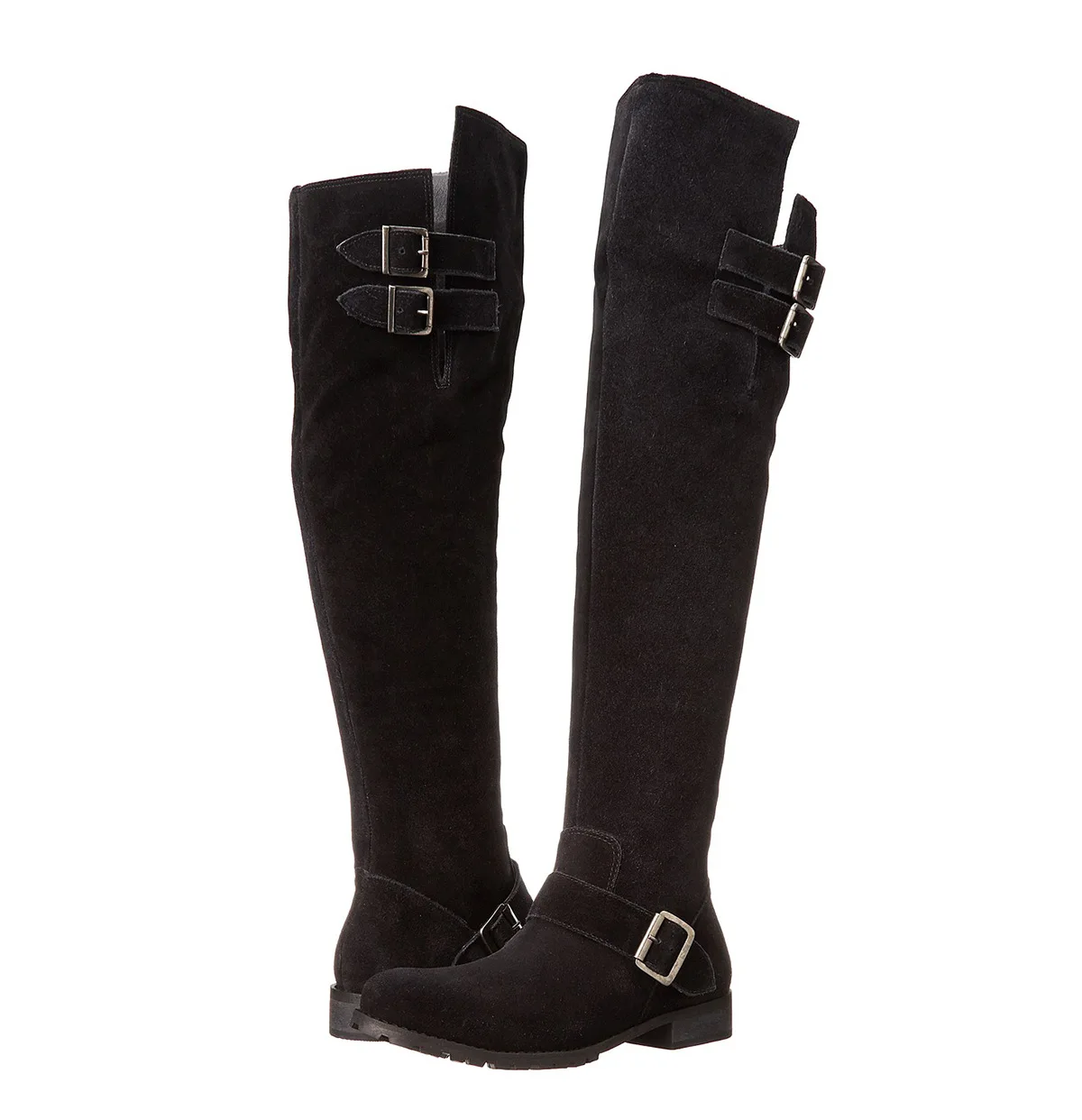 Женские замшевые сапоги Lucky2020 длинные узкие до колена на низком каблуке|Зимние