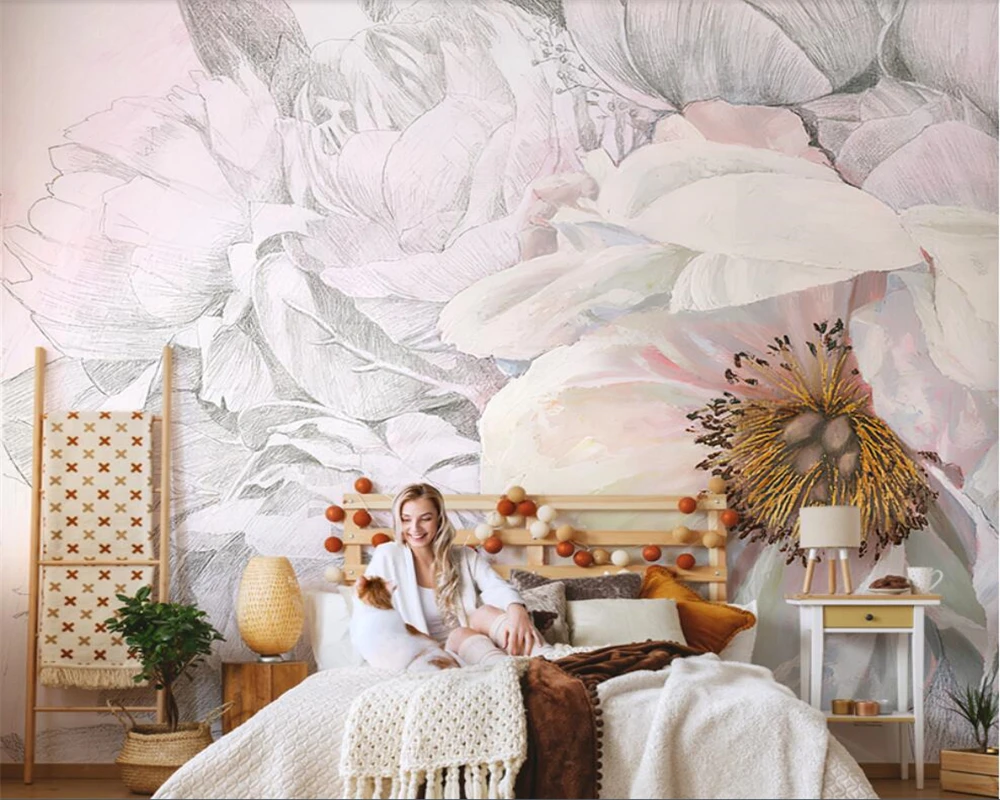 

beibehang papel de parede custom Nordic hand-painted rose flower wallpaper background wallpaper home decoration papel de parede