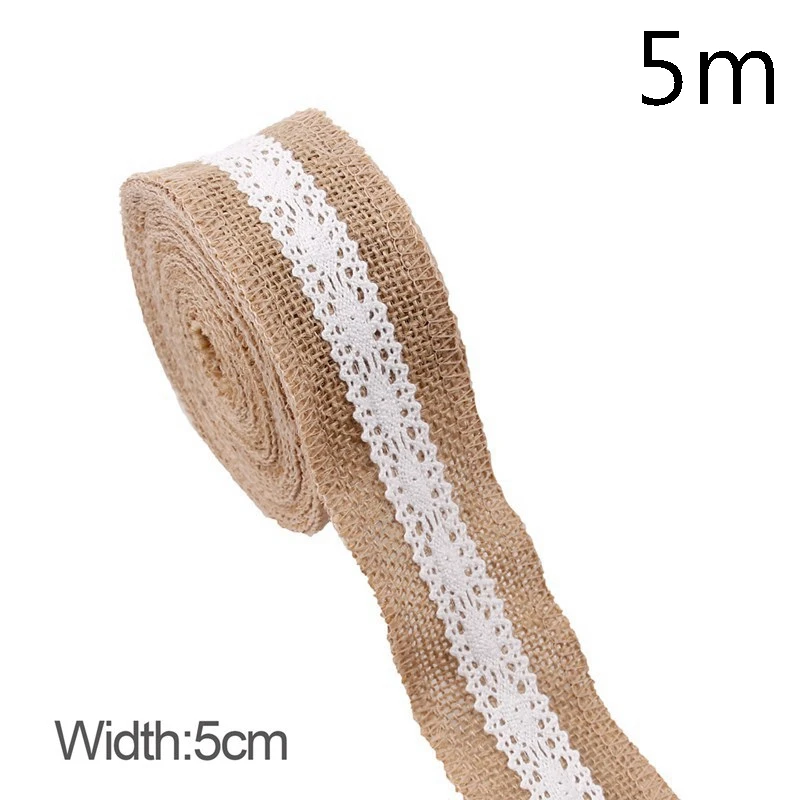 5m Style 15 QIFU 2/5M из натурального джута ленты в декорированном мешковиной горшке джутовое кружево декорированном мешковиной горшке ленты из натурального джута Свадебные украшения рустикальная Свадьба Центральные рустикальная свадьба - Цвет: 5m Style 15