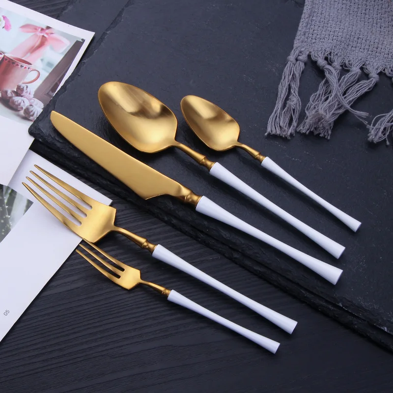 

Steel Cutlery Set Blue Black Gold Dinnerware Silverware Set 304 Stainless Steel Forks Spoons Knives Set Kit Drop Shipping