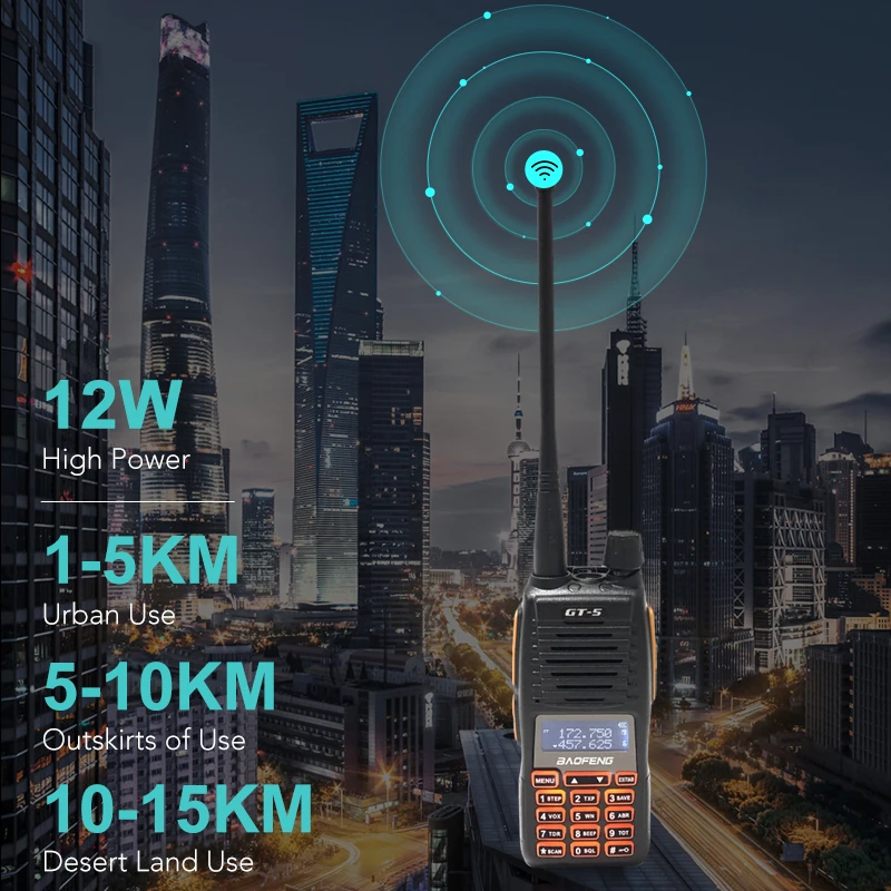 2021 BAOFENG GT-5 12W Power New Portable 2 Way Radio Dual PTT Walkie Talkie UV82 Update Hunting Transceiver Dual-Band Intercom | Мобильные