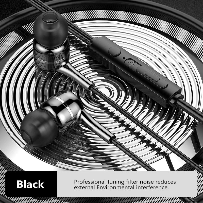 

HIFI In-ear Headset 3.5mm Adjustable Volume Wired Earphone Noise Cancelling Sports Headphone With Mic Gold-plated Plug Headphone