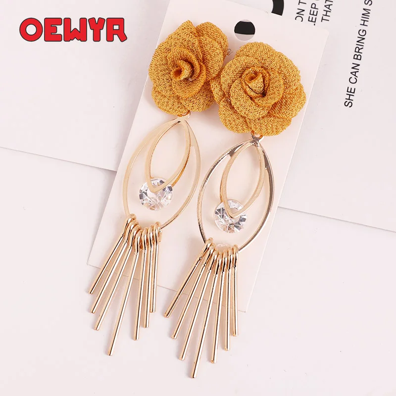 OEWYR 2019 корейские разноцветные женские серьги ручной работы с цветами в богемном