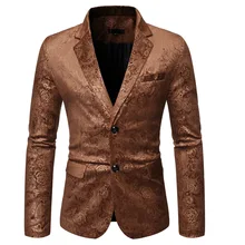 Traje informal para hombre, chaqueta ajustada con estampado de bronce, Blazer, primavera y otoño, novedad de 2021 (2)