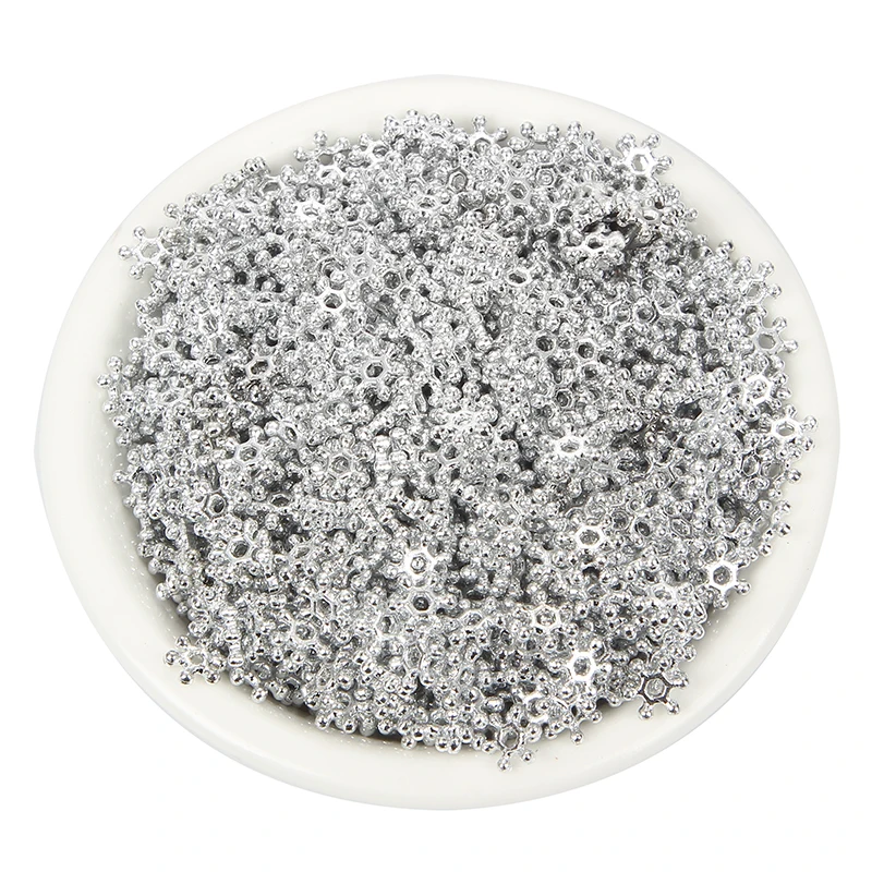 500 100 шт покрытые серебром акриловая Снежинка бусины 12 мм для ювелирных изделий