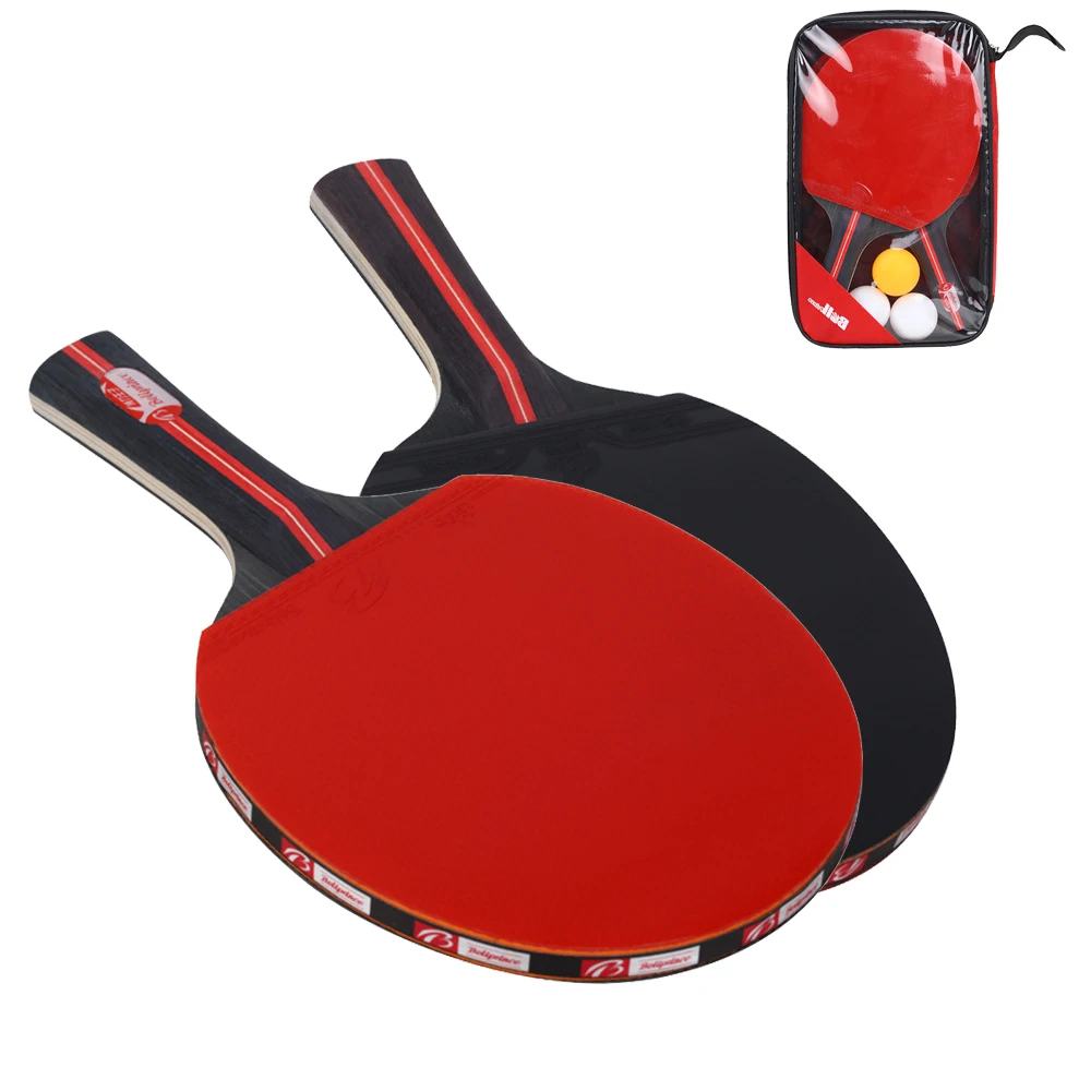 

2pcs/lot Table Tennis Bat Racket Double Face Pimples In Long Short Handle Ping Pong Paddle Racket Set With Bag 3 Balls
