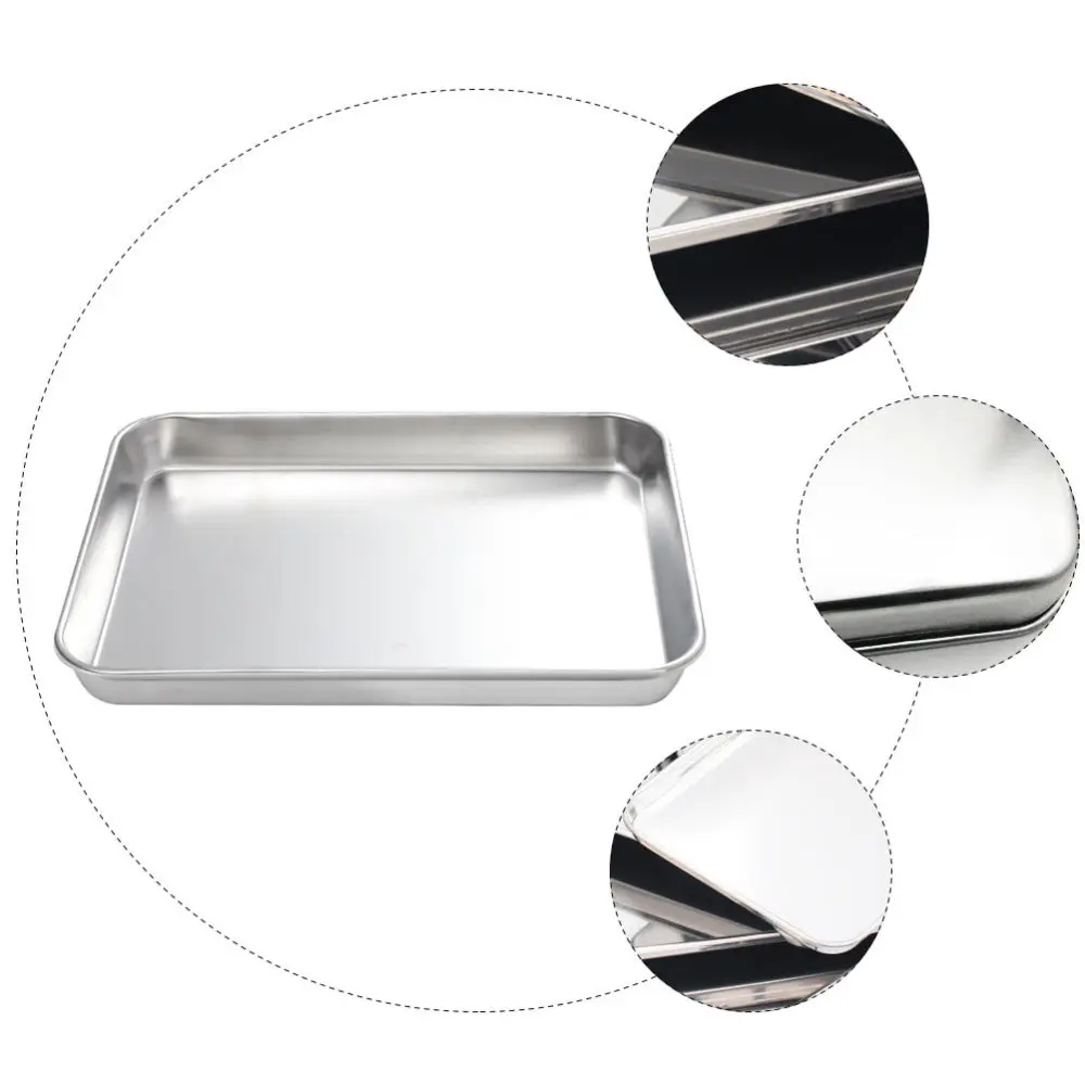 

1Pc Stainless Steel Food Tray Useful Food Plate Home Food Holder (Silver)