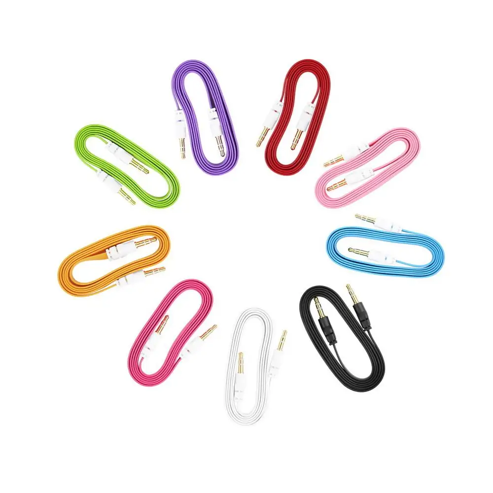 

1pc Colorful 3.5mm Stereo Auxiliary Cable Male to Male Flat Audio Music Cord