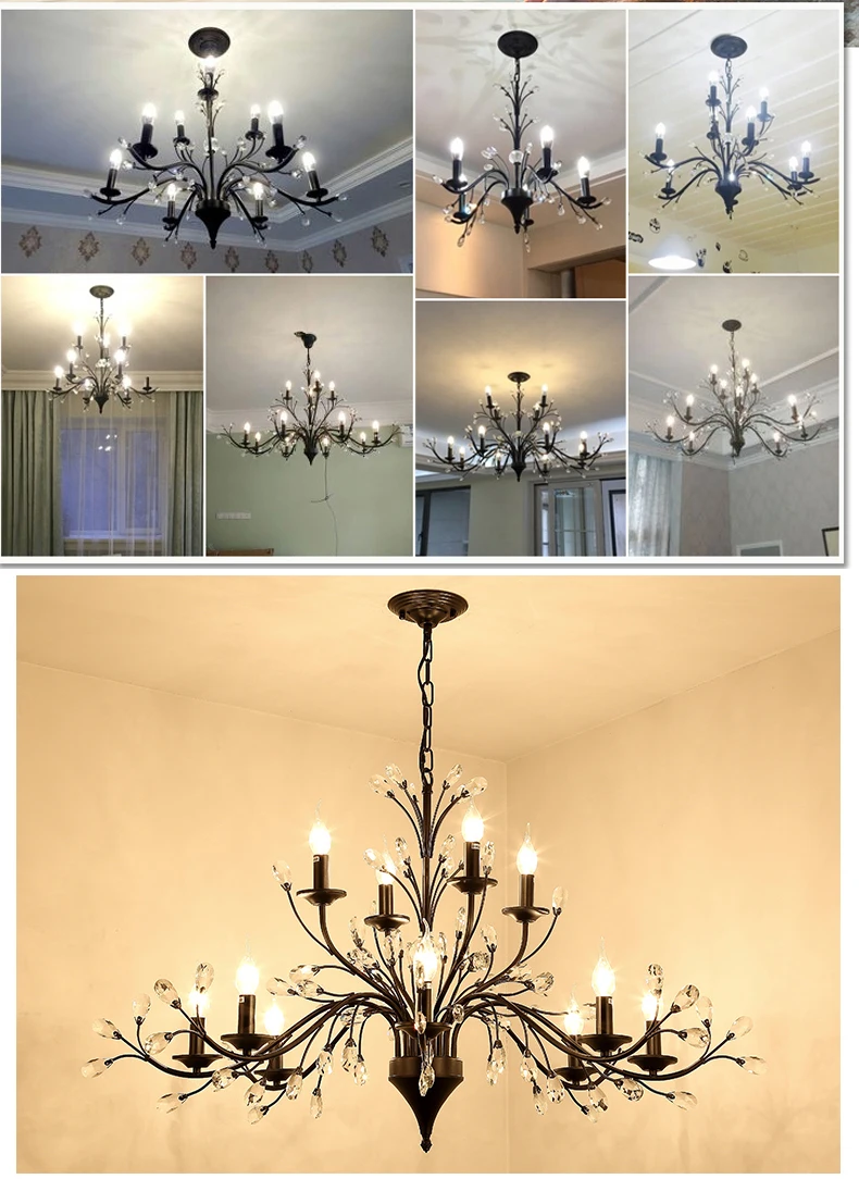 Американская антикварная ветка люстра лофт железный бар светильник E14 домашний