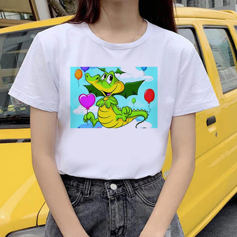 

Fashion dinosaur Print Casual Harajuku Women T-Shirt Summer Short sleeve O-neck Cheap Tee Casual Clothes Top Female T shirts