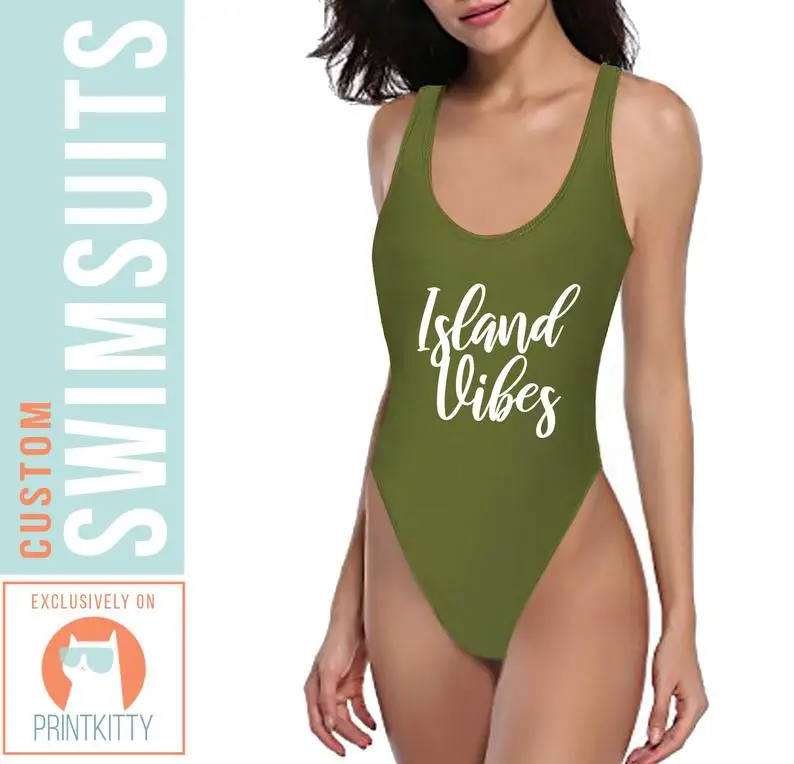 Island Vibes Письмо печати Одна деталь купальные костюмы летний сексуальный купальник