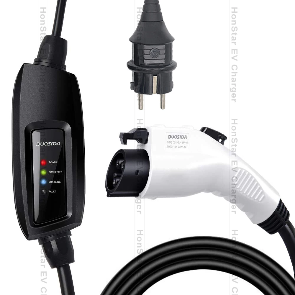 J1772 EVSE 5 м/6 м кабель вход ev штекер белый Duosida Уровень 2 зарядное устройство 16A тип 1 schuko для зарядки электромобиля