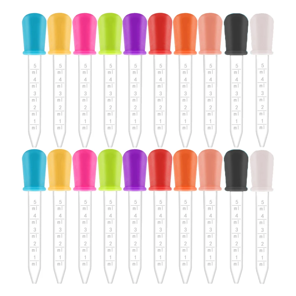 

20Pcs 5ML Liquid Droppers Silicone Plastic Pipettes With Bulb Tip For Children Kids Medicine Science Candy Gummy Molds Crafts