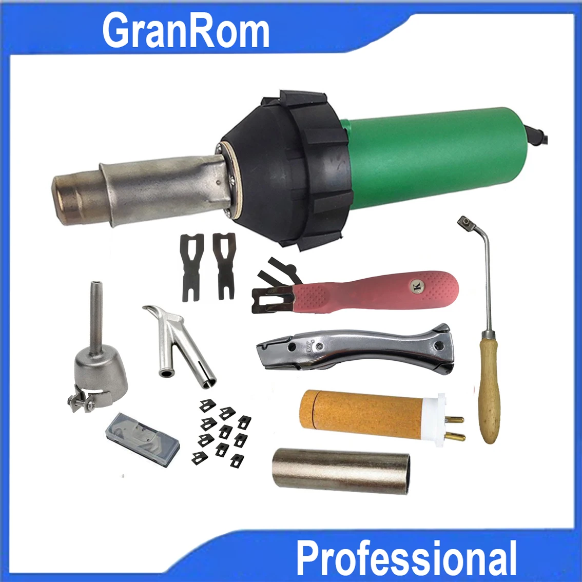 Professional 1600W Heat Gun Plastic Welder Kit With Trimming Skiving Tool Groover Dolphin Knife Hot Air Blast Torch Welding Tool