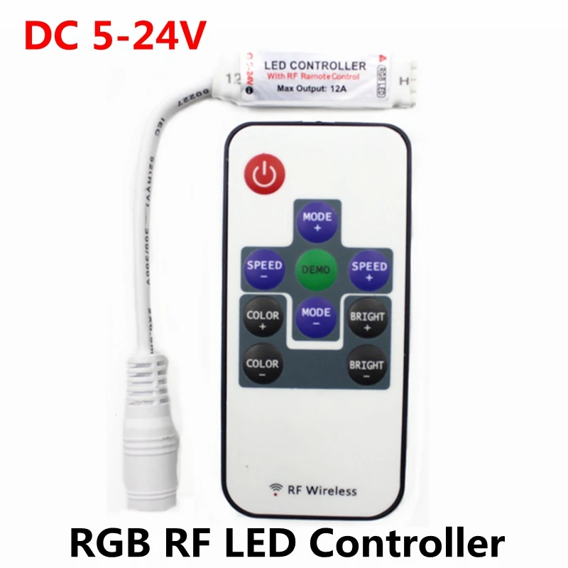 DC 5V 12V 24V RGB RF беспроводной мини светодиодный контроллер дистанционного