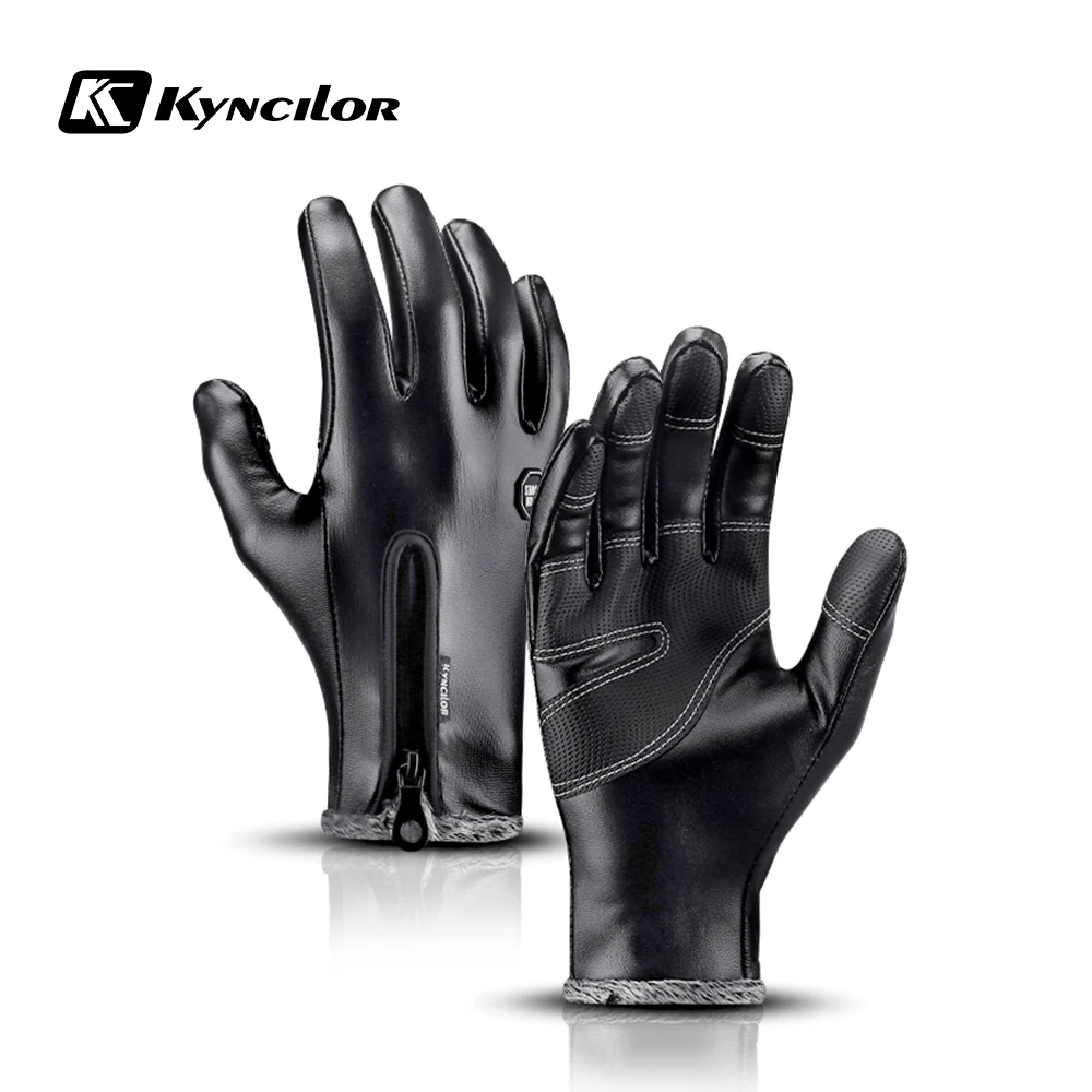 

Kyncilor Men's Winter Gloves Cycling Gloves Velvet Leather Men Touch Screen Gloves For Sports Thermal Climbing Bycicle Gloves