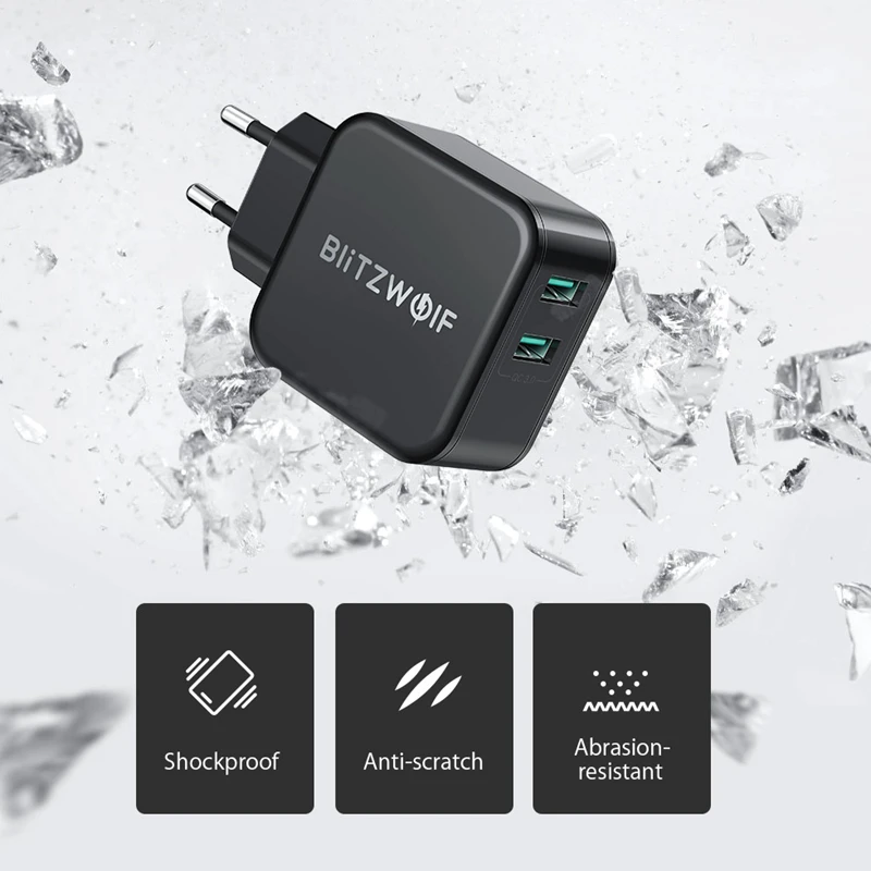 Быстрое зарядное устройство BlitzWolf QC3.0 + 2.4A 18 Вт двойной USB порт мобильный телефон