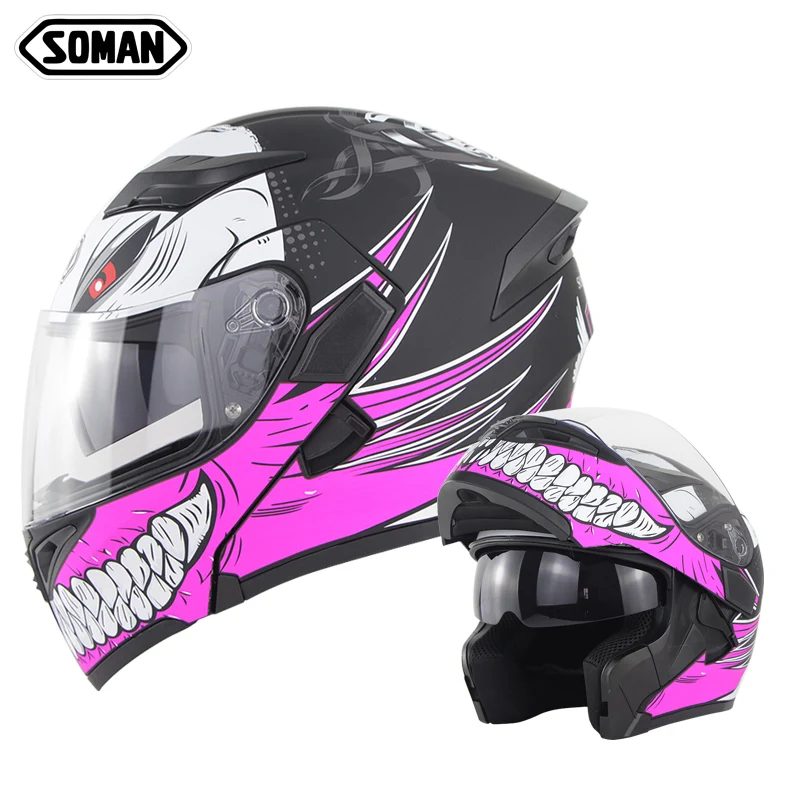 SOMAN Flip Up Visor Helmets Custom Dot Helmet Modular Motorcycle Full Face Men Cool Racing Moto Capacete Casco | Автомобили и