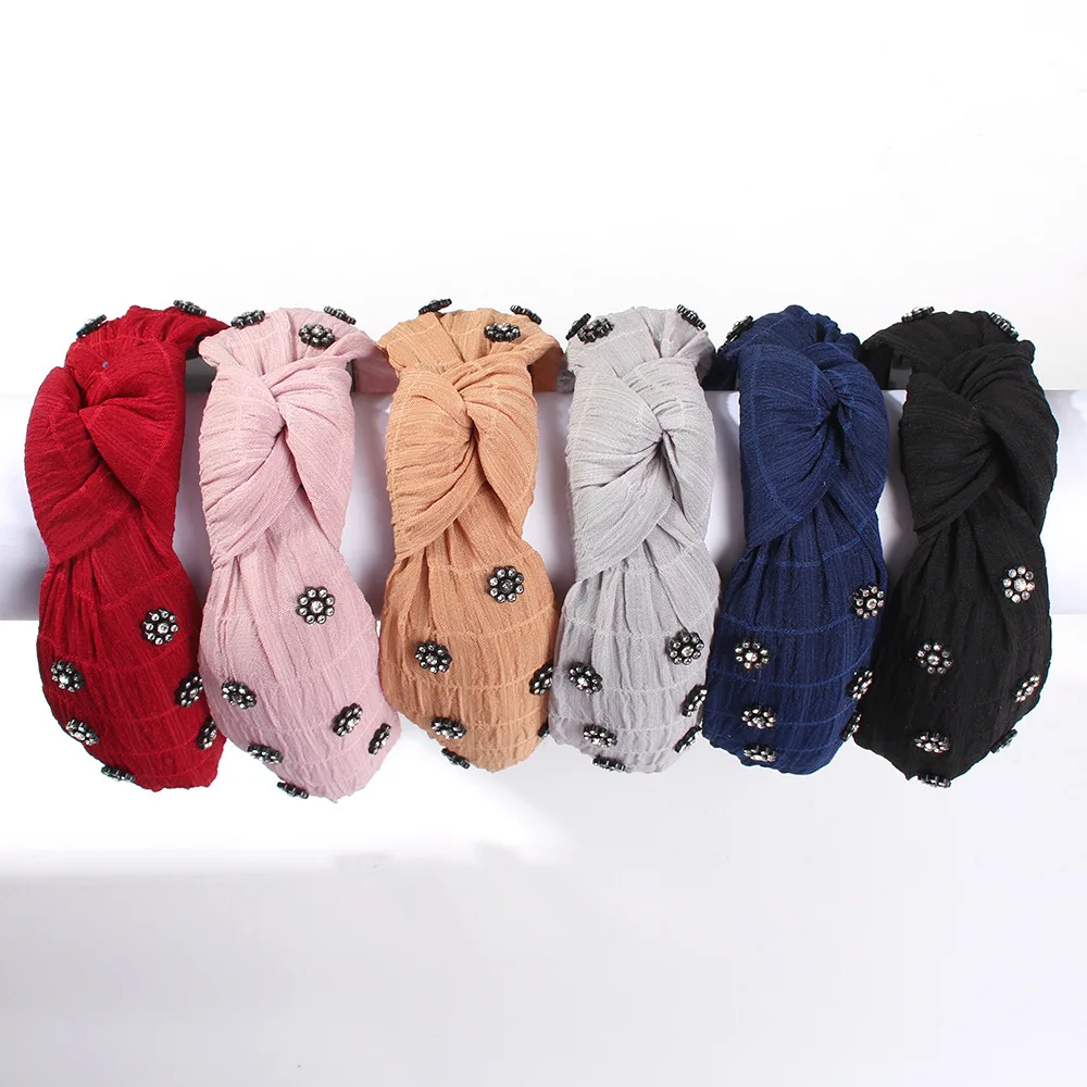 Бантик для волос повязка на голову однотонная тканевая волосы с крестиком милые