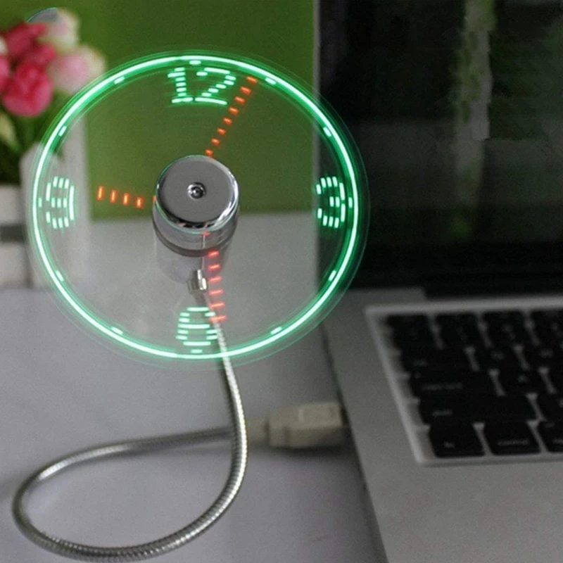 2 USB-вентилятора со светодиодной подсветкой для часов портативный охлаждающий