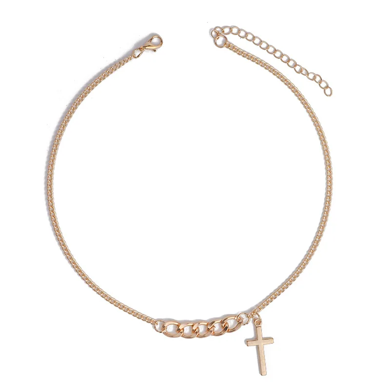 

fashion hip-hop port style cross chain short clavicle chain retro sweater chain simple wild cool trend necklace