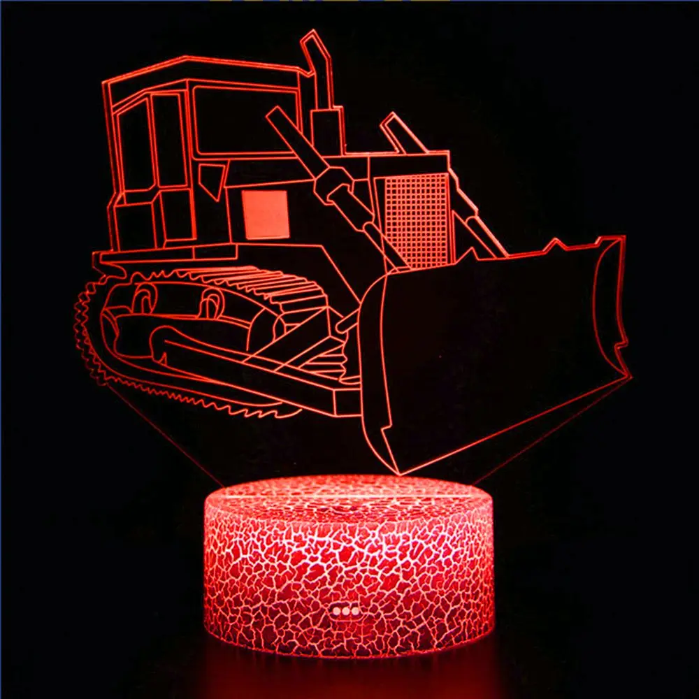 

Ночник для бульдозера, экскаватора, шахты, автомобиля, 3D иллюзия, светильник для спальни, украшение, локомотив с дистанционным управлением, ...