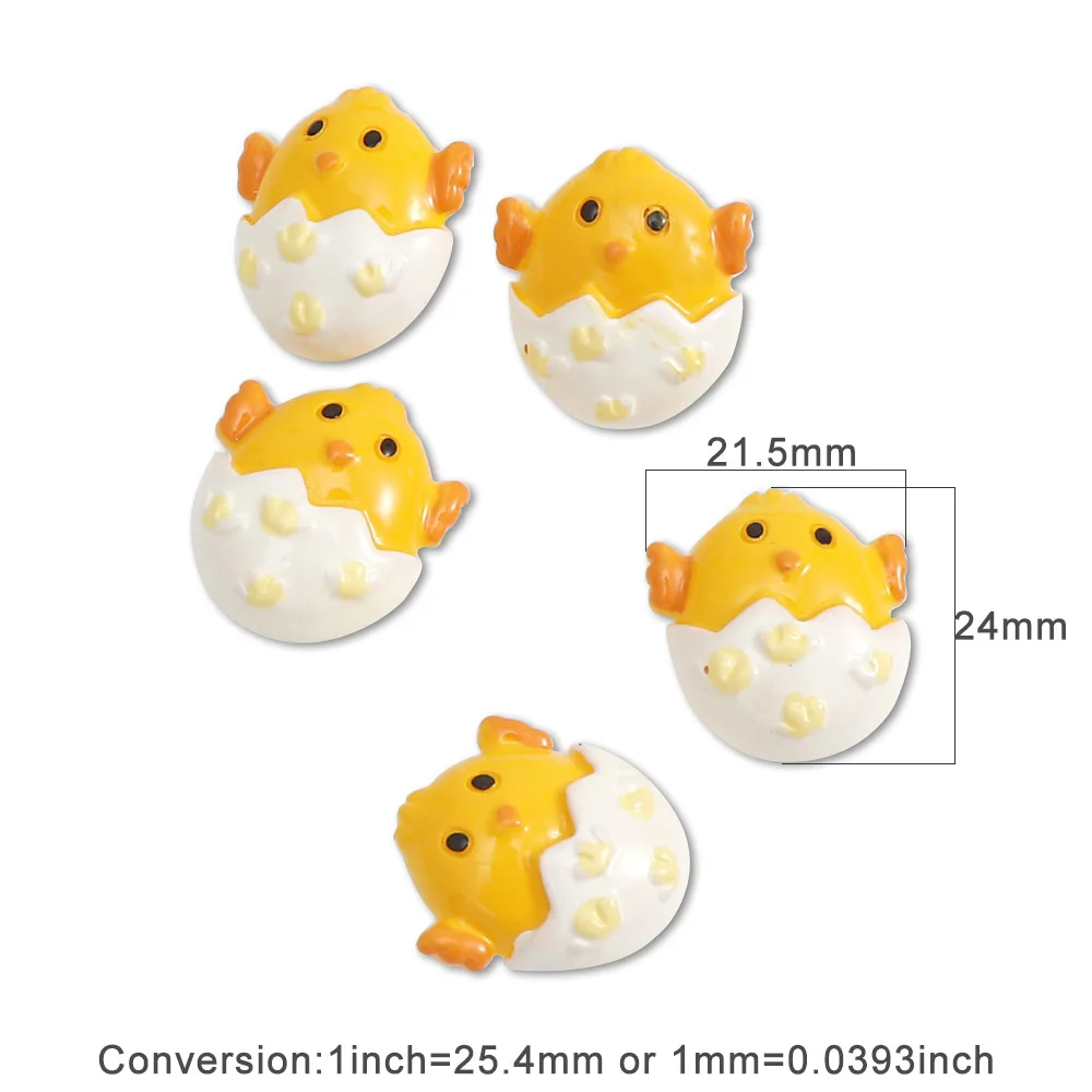 Симпатичные кабошоны из смолы с плоской задней стороной в виде желтых яиц курицы