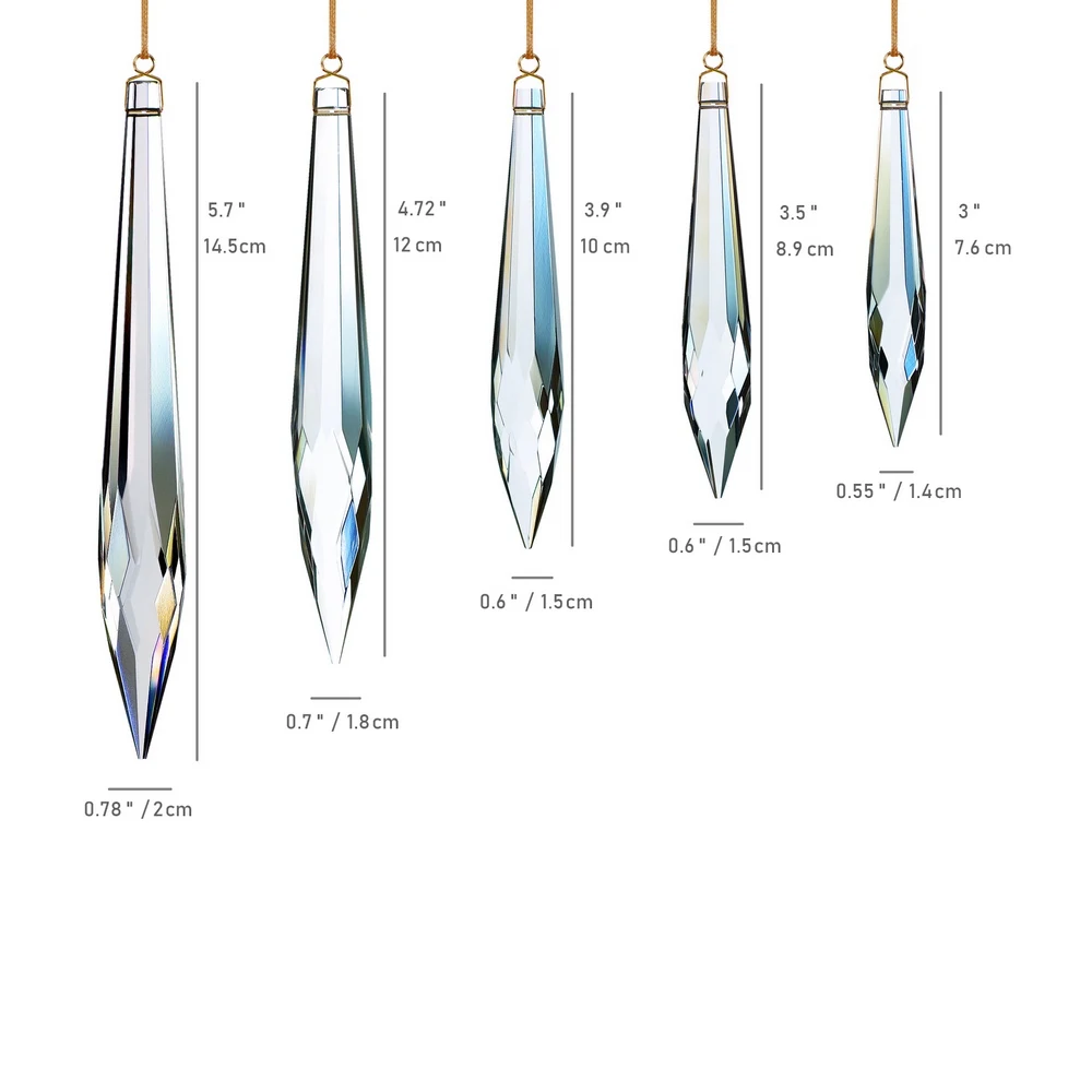 

Chandelier Icicle Drop Prism Pendant Hanging Sun Catcher for Window, Home Decor Rainbow Maker Set of 5
