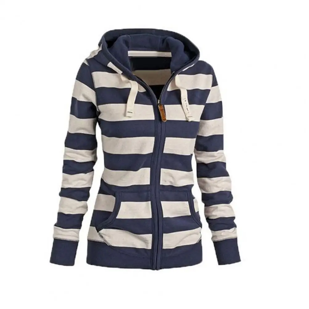

2021 Womens Casual Fashion Striped Long Sleeve Hooded Hoodie for Spring Autumn Winter Pullover Top for Sports Outdoor Activities