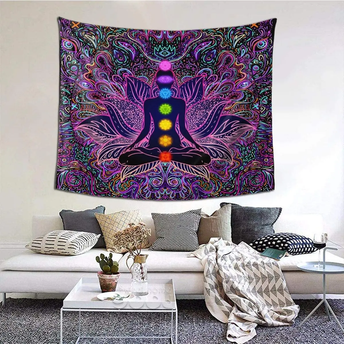

Vinyl Photography Backdrop Seven Chakra Bohemian Mandala Yoga Meditation Wall Hanging Boho Studio Room Decoration Home Bedroom