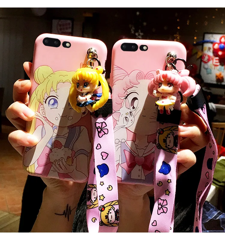 Для iphone Xsmax милые 3D Сейлор Мун чехол для телефона для iphone 8plus 6 S плюс с нарисованной девочкой, задняя крышка для iphone XR 7 plus длинный ремень
