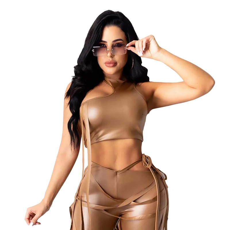

92K20L110372021 2021 summer women's new fashion nightclub Street Tight Sexy navel tight casual suit