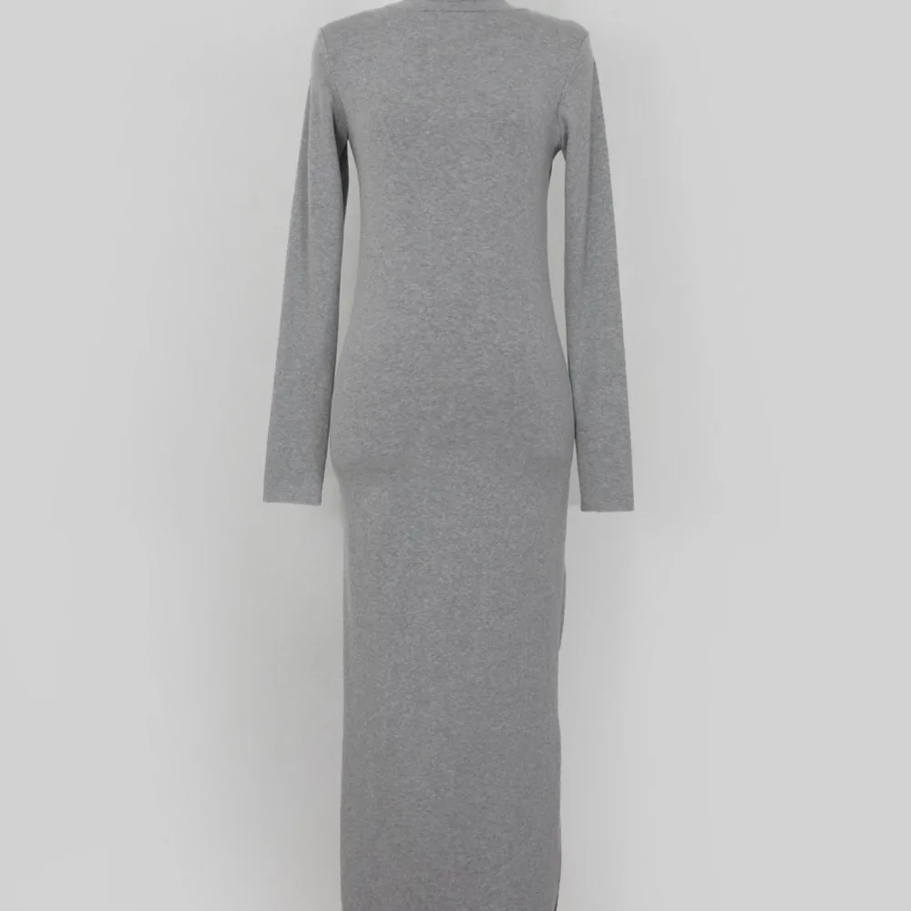 

women's dress autumn and winter new slim, hip and sexy figure high collar side slit dress South Korea East Gate