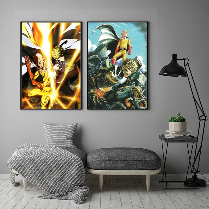 Картина на холсте в стиле аниме One Punch Man принты для домашнего декора Janpese плакаты