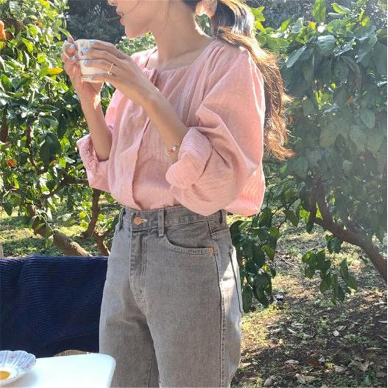 

New Spring Vintage Cotton Shirt Female Oversize Womens Long Sleeve Girls Blouse Summer Plus Size Women Blouses Femme Blusas