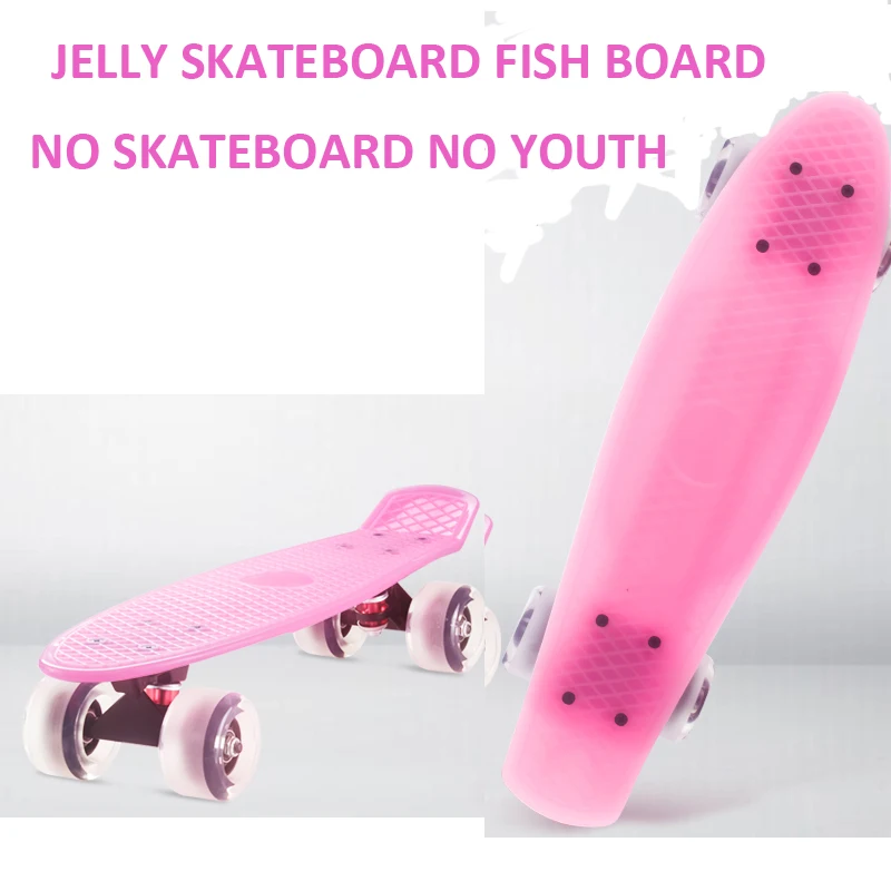 Нескользящий скейтборд Jelly Pink размером 57*15 см доска для рыб ПВХ колеса