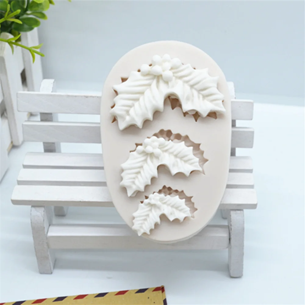 Luyou 1 шт. силиконовая резина прессформы листья Рождественского дерева Fondant