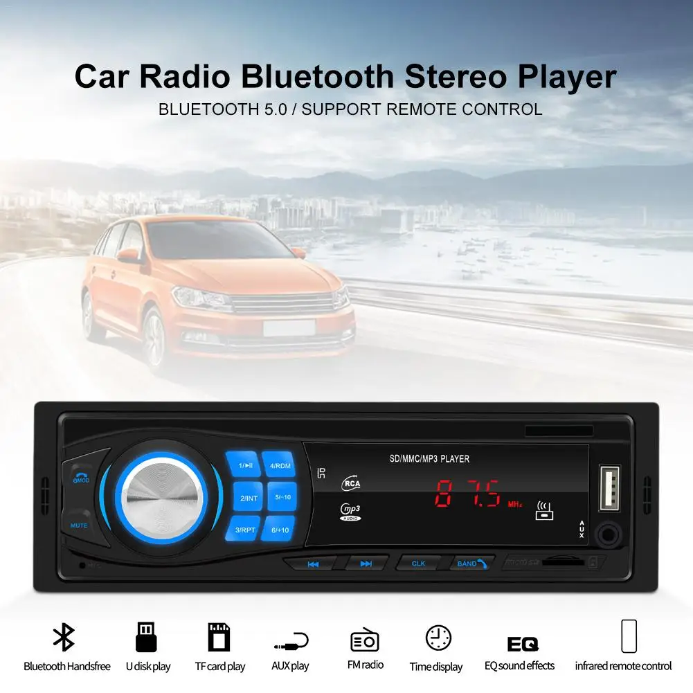 Автомобильный радиоприемник 12 в FM радио Bluetooth V5.0 стерео плеер с дистанционным