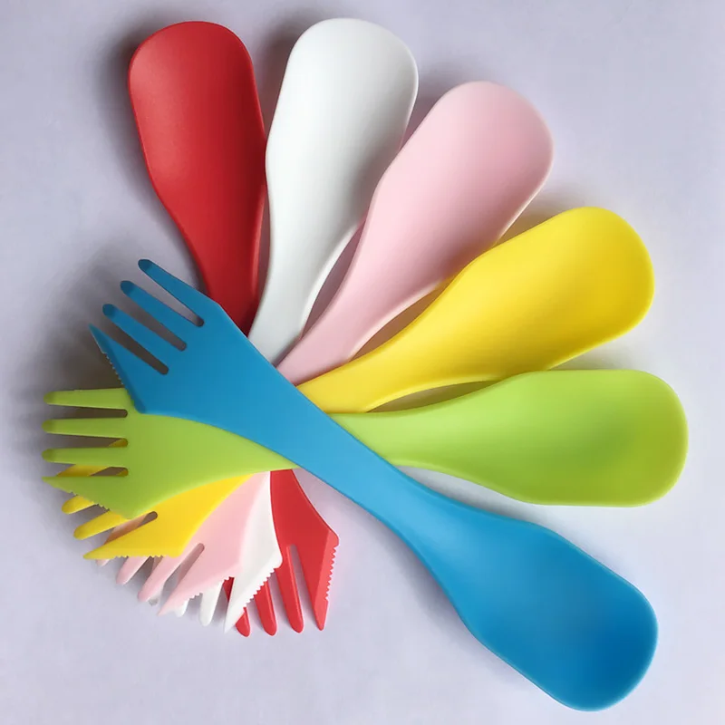 Набор пластиковых приборов 3 в 1 5 шт. ложка вилка резак для путешествий кемпинга
