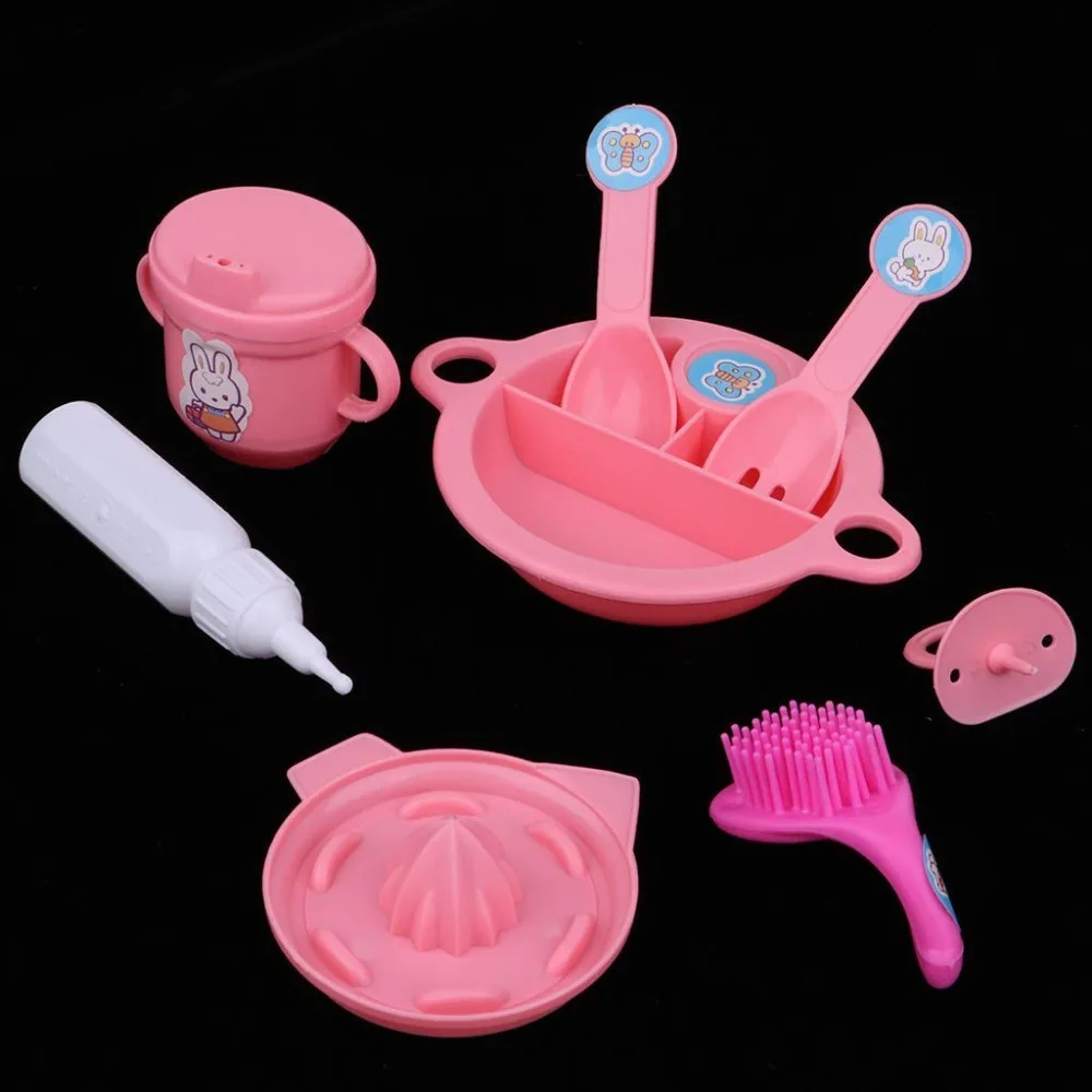 8 шт./компл. (бутылка для молока + вилки соска тарелка) модель куклы посуда четыре