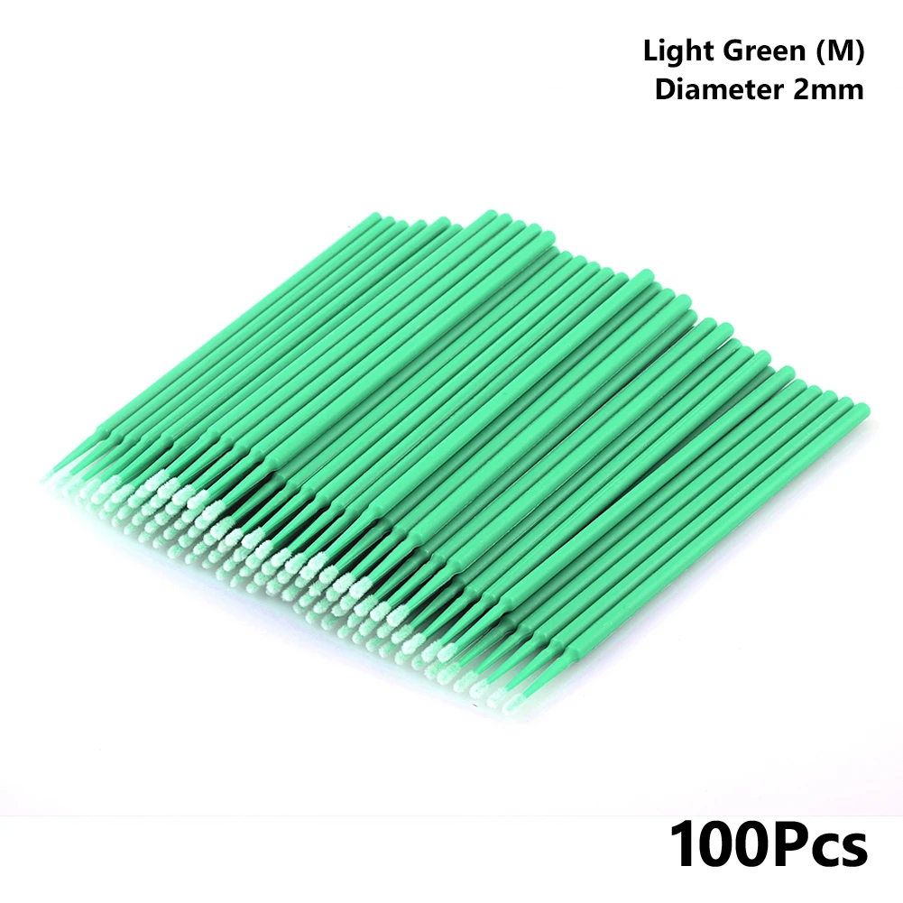 Light Green Bag 100 шт одноразовые красочные ватные тампоны щетка для ресниц очищающий тампон горячее естественное приспособление для снятия ресниц комплект микрочипов татуировки - Цвет: Light Green Bag
