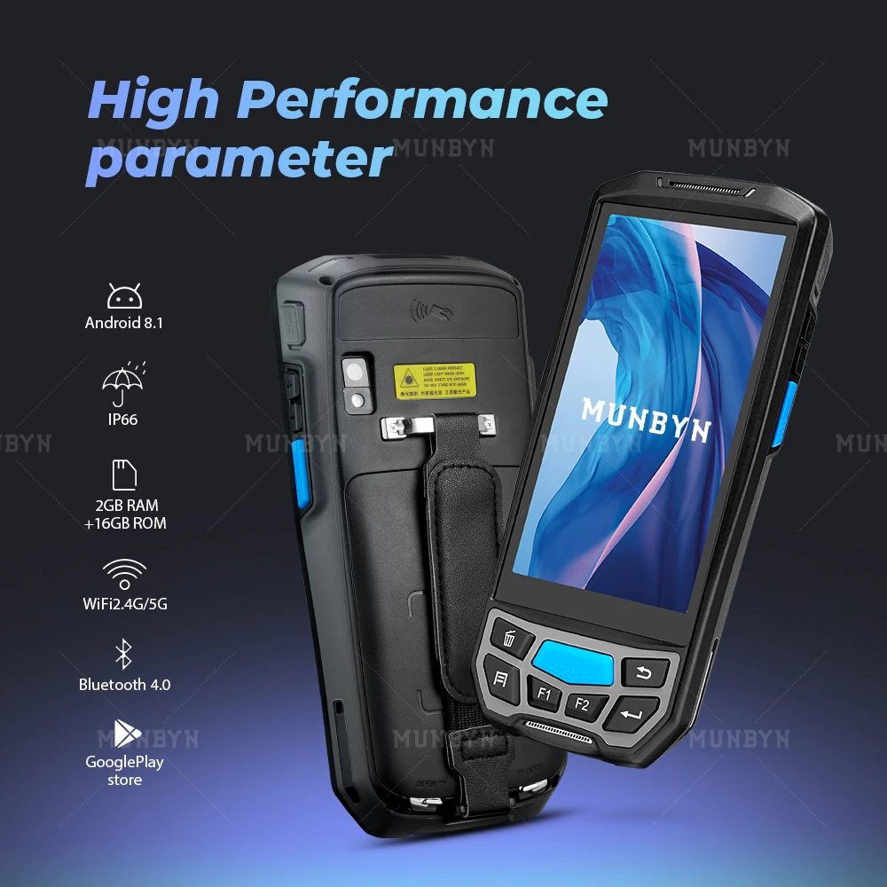 Ручной сканер штрих кода MUNBYN PDA Android 8 1 NFC pos терминал 2D QR 5 дюймов портативный код