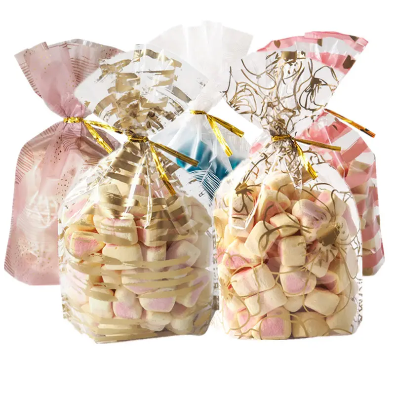 

50Pcs Creative Plastic Packaging Bag Flower Wedding Favor Bag Dots Chocolate Cookie Candy Packaging Gift Bag Decorating Supplies