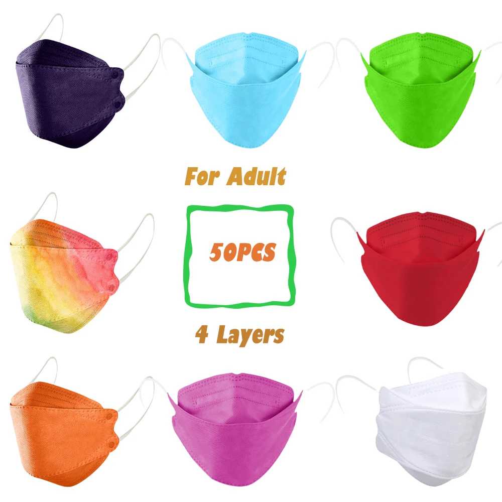 

50pcs Adult 4Layers High-Density Printed Face Masks Outdoor Prevention Fish Masks for women and men Halloween cosplay mondkapjes